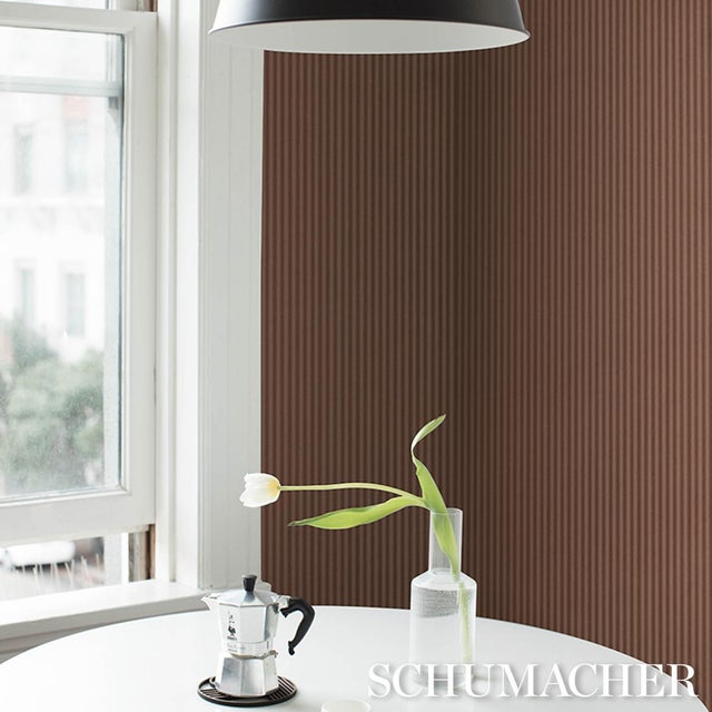Transitional Sample - Schumacher Edwin Stripe Narrow Wallcovering In Terracotta For Sale - Image 3 of 4