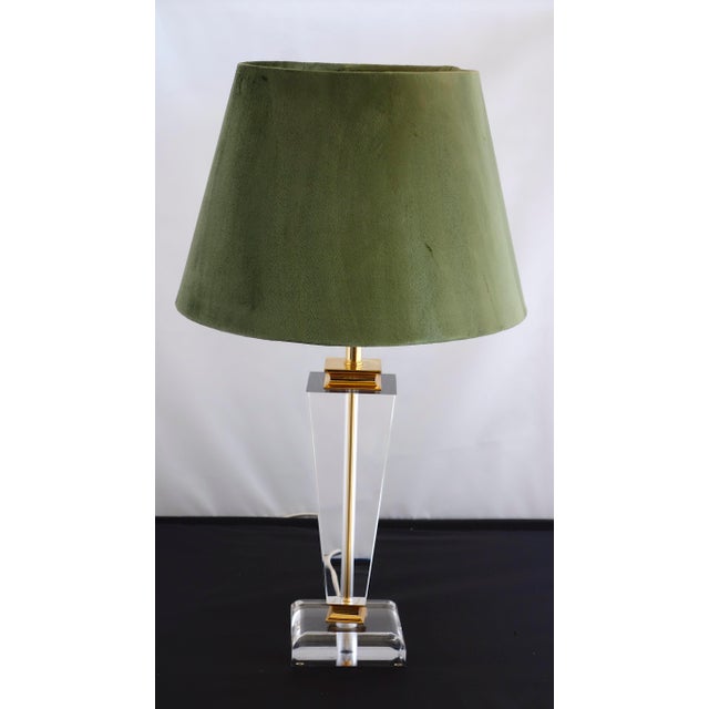 Vintage Acrylic Glass Fabric Shade Table Lamp, 1980s For Sale - Image 16 of 16