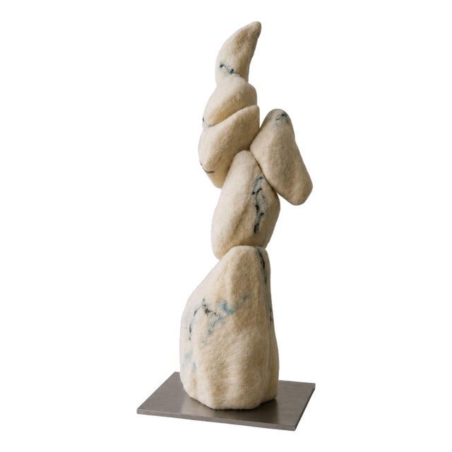 The Stacking of the Graces Sculpture in Felted Wool and Metal by Tina Tictone For Sale