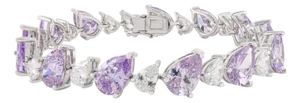 Classic Sterling Silver Tennis Bracelet With Purple and White Pear Cut Cz Stones- 6.5 Inch