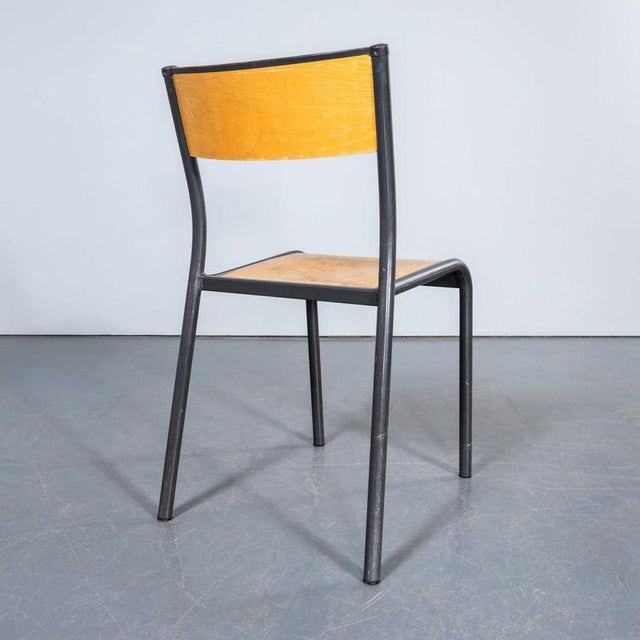 Wood French Grey Mullca Stacking Chairs, 1960s, Set of 5 For Sale - Image 7 of 9