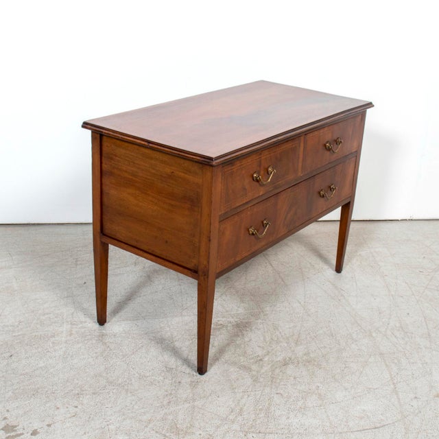 Late 19th Century French Louis XVI Style Walnut Commode Sauteuse With Fruitwood Marquetry For Sale In Birmingham - Image 6 of 14
