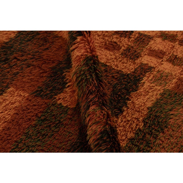 Textile Vintage Swedish Rya Rug, Earth Toned Layered Geometry - Rug & Kilim For Sale - Image 7 of 8