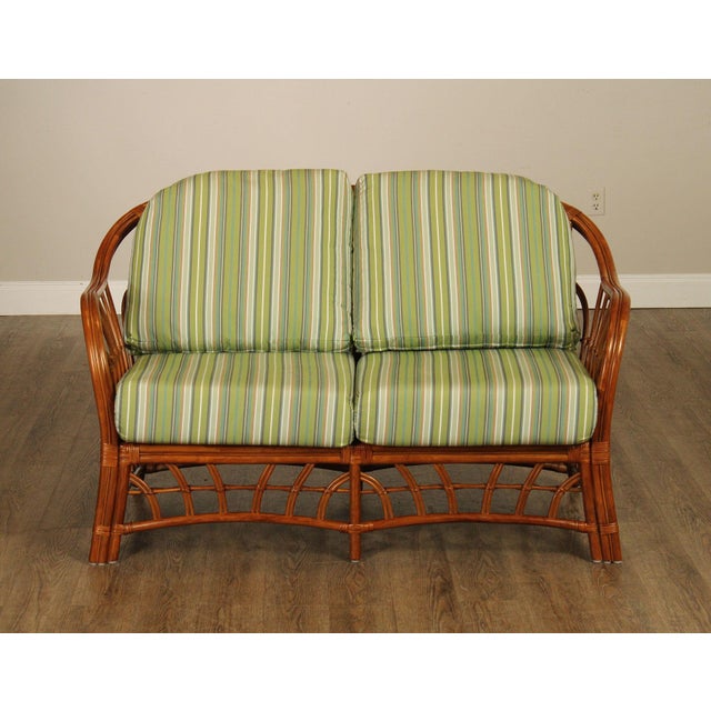 South Sea 'New Kauai' Rattan Loveseat With Sunbrella Cushions For Sale - Image 13 of 18
