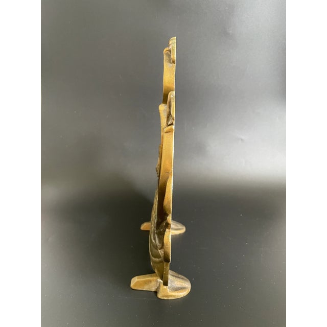 Hollywood Regency Vintage Solid Brass Colonial Ship Sailing Boat Doorstop For Sale - Image 3 of 13