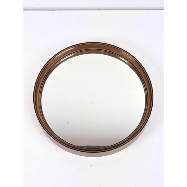 1970s Vintage Round Smoked Brown Acrylic Mirror from Gilac, France, 1970s For Sale - Image 5 of 8
