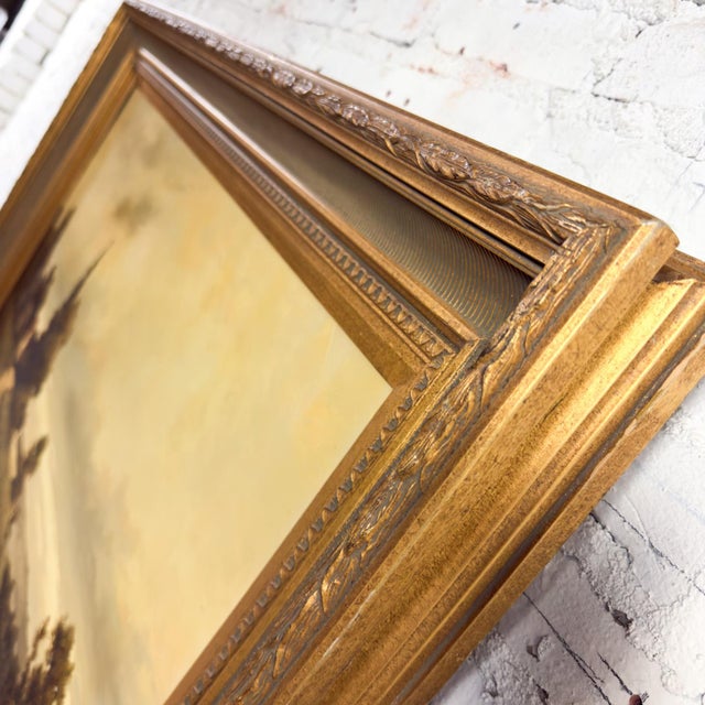 Late 20th Century Monumental Oil Landscape Painting in Ornate Gilded Frame Signed by John K. For Sale - Image 9 of 12