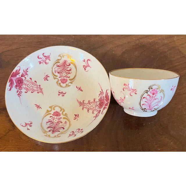 Rococo Antique 18th Century German Porcelain Puce Tea Cup Bowl & Saucer For Sale - Image 3 of 7