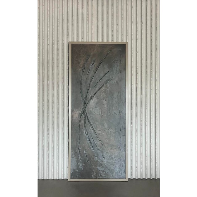 1960s Brutalist Wall Sculpture in Aluminum and Wood For Sale - Image 5 of 6
