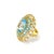Baroque Bochic “Flamenco” Blue Topaz & White Topaz Gems 18k Gold & Silver Cocktail Ring Size 8.5 For Sale - Image 3 of 4