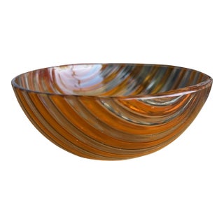Vintage Italian Filigrana Murano Glass Bowl by Paolo Venini Scarpa For Sale