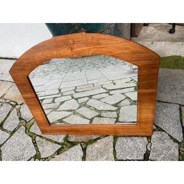 Antique Mirror with Wood Frame For Sale - Image 4 of 6