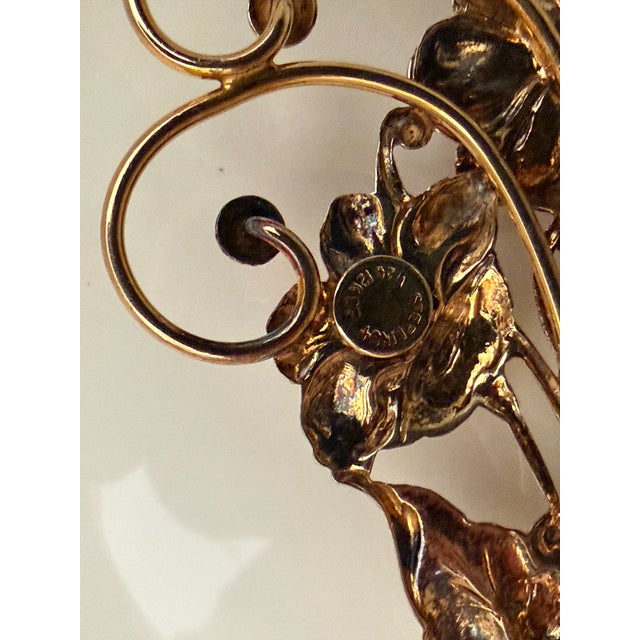 Modern Vintage Gold-Tone Sterling Silver Flower Bouquet Brooch For Sale - Image 3 of 4