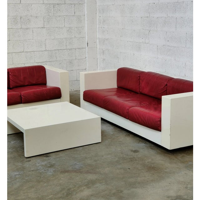 Animal Skin Sarantoga Living Room Set attributed to Massimo & Lella Vignelli for Poltronova, 1960s, Set of 3 For Sale - Image 7 of 11