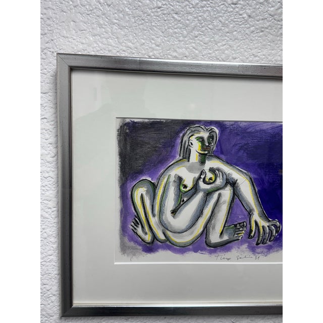 Circa 1999 Timo Solin Framed Ink Wash/ Water Color For Sale - Image 9 of 12