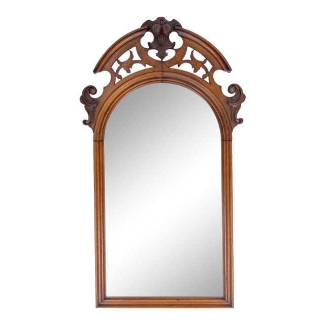 Antique Arched Mirror W/ Carved Pediment Chairish