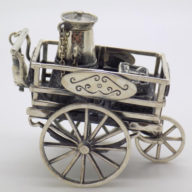 Vintage Italian Handmade Genuine Sterling Silver 925 Street Chestnut Cart Sculpture by Medusa-Oro Silversmith For Sale - Image 4 of 10