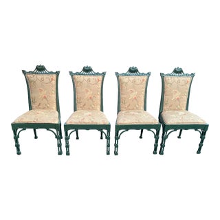 Mid 20th Century Chinese Chippendale Style Pagoda Top Fretwork Dining Chairs- Pair of 2 Chairs For Sale