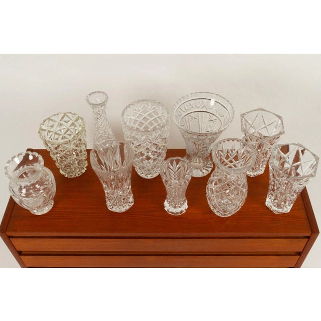 Bohemian Lead Crystal Vases, 1940s, Set of 10 For Sale - Image 8 of 13
