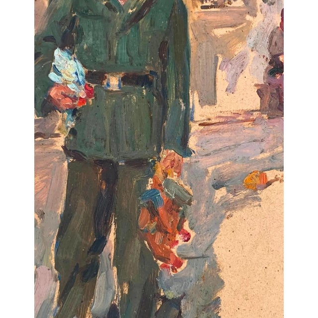 Soviet Art: Ukrainian Soldier Portrait, Original Oil Painting, 1950s 37-29 For Sale - Image 4 of 6