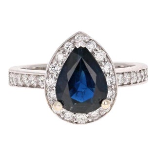 Roshe Jewels Sapphire Ring With Diamonds 18k White Gold Engagement Ring, 2.44 Ct, Size 6.25 For Sale