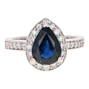 Roshe Jewels Sapphire Ring With Diamonds 18k White Gold Engagement Ring, 2.44 Ct, Size 6.25