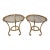 Hollywood Regency Brass & Glass Scalloped Side Tables -a Pair For Sale