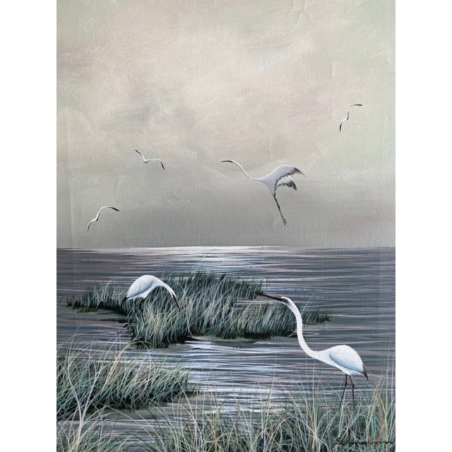 Small Seascape Florida Painting With Birds For Sale In Tampa - Image 6 of 6