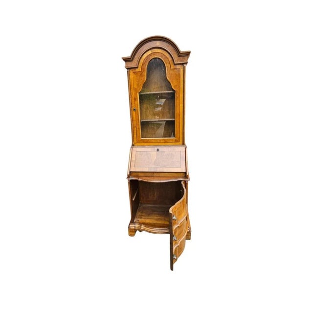 Biedermeier 19th C. Biedermeier Style Mixed Fruitwood Two-Part Secretary Bookcase Cabinet For Sale - Image 3 of 10