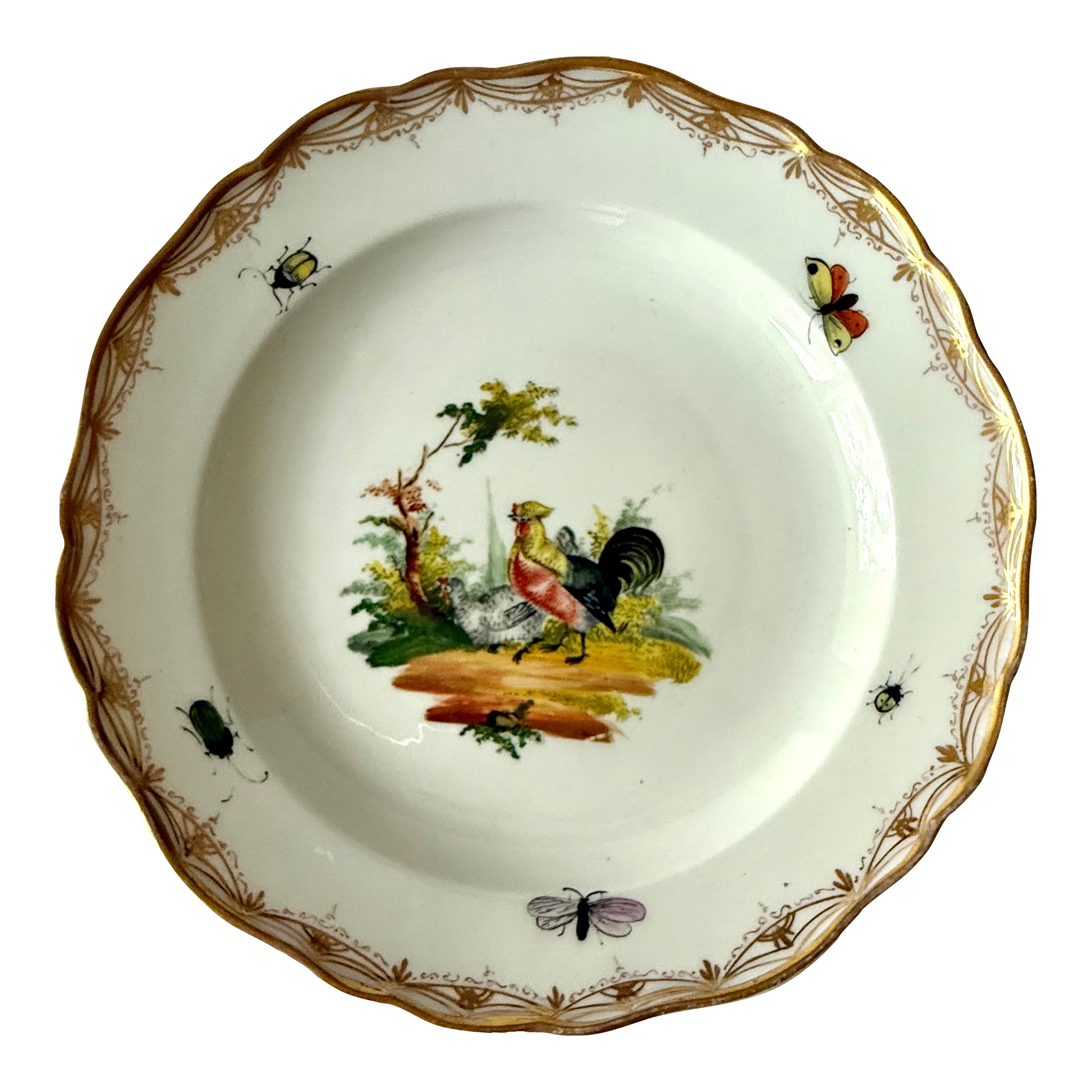 19th Century Meissen Porcelain Plate With Birds and Insects | Chairish