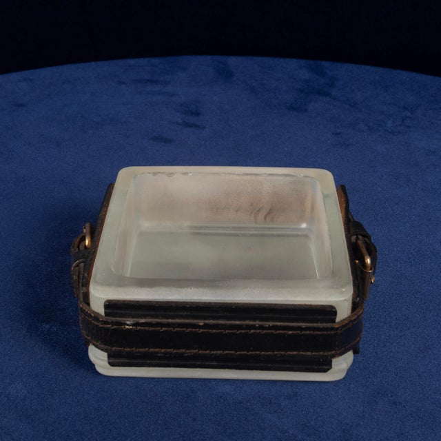 Hand-Stitched Leather Ashtray by Jacques Adnet, France 1950 For Sale - Image 12 of 18