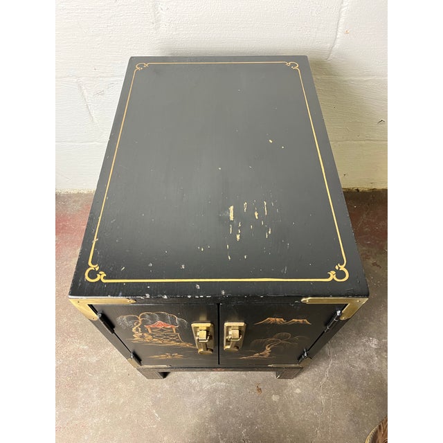Wood Vintage Habersham Chinoiserie Cabinet Side Table Brass For Sale - Image 7 of 9