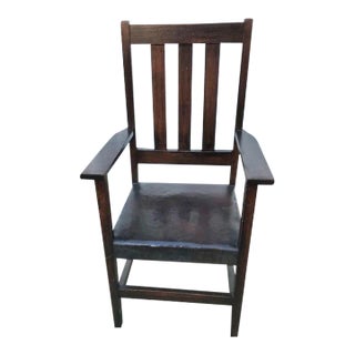 Early 20th Century Antique Mission Oak Armchair For Sale