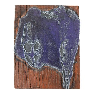 Vintage Etched Metal & Wood Print Block Nude Figures For Sale