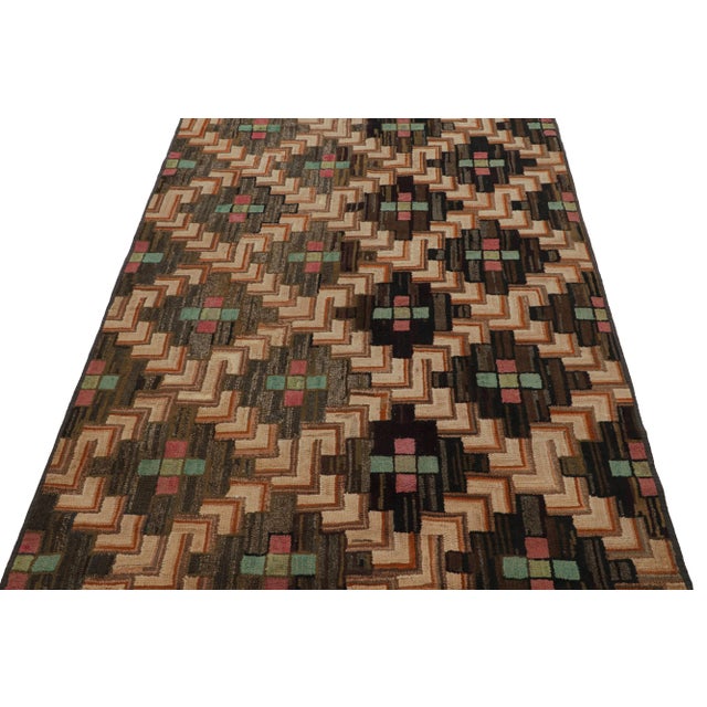 Traditional Antique Hooked Rug With Polychromatic Geometric Patterns, From Rug & Kilim For Sale - Image 3 of 7