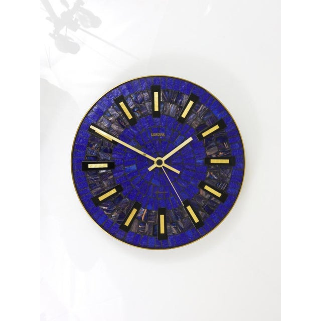 1950s Modern German Blue Mosaic Wall Clock, 1950s For Sale - Image 5 of 18