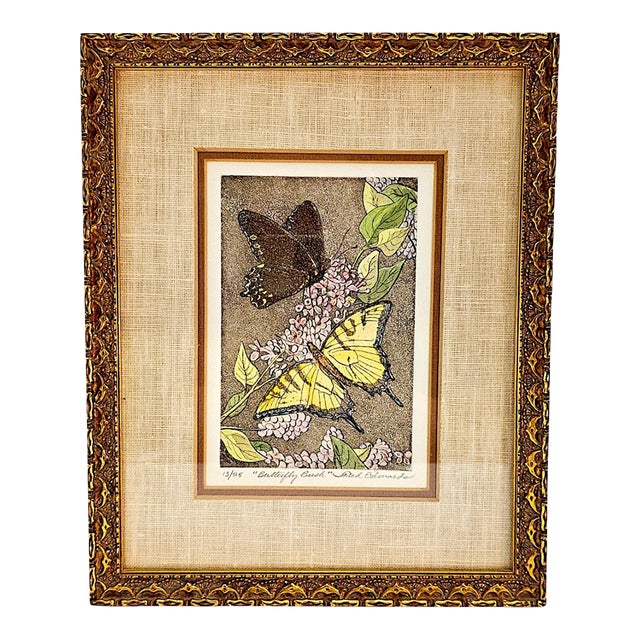 Fred Edwards “Butterfly Bush” Hand-Colored Etching and Aquatint, 13/25 For Sale