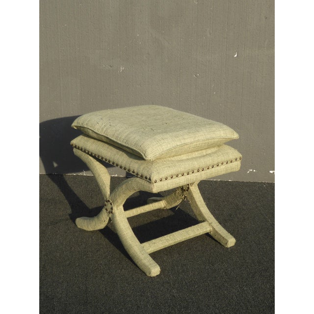 Vintage Sage Green Ottoman Savanrola X Style Bench Chairish