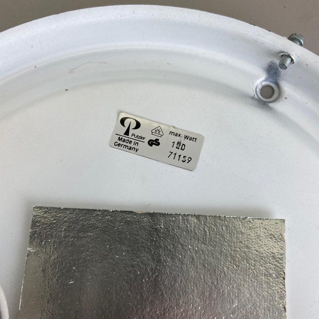 Metal Zebra Glass Flushmount Wall Light attributed to Peill & Putzler, Germany, 1980s For Sale - Image 7 of 18