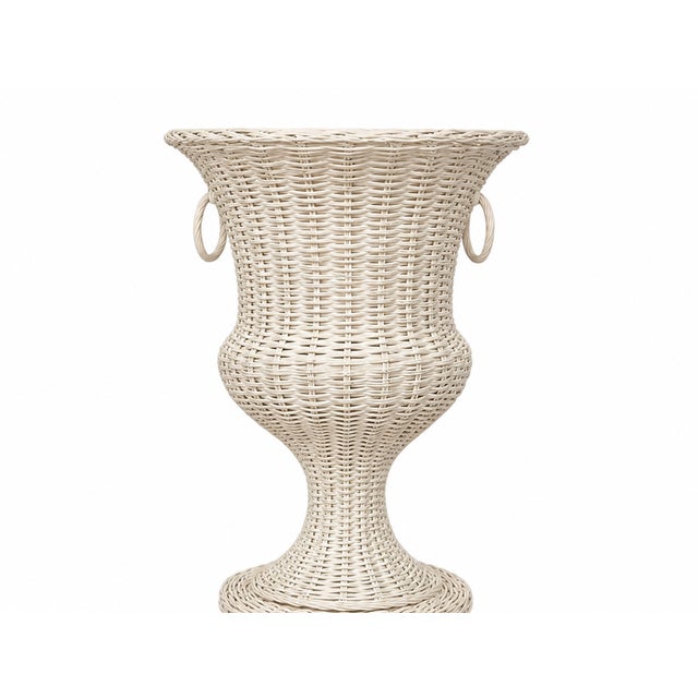 White Round Wicker Urn For Sale - Image 4 of 4