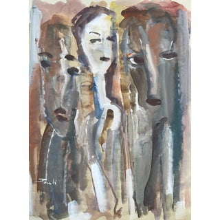 Gilbert Pauli, Question, Watercolor on Paper, 1997 For Sale