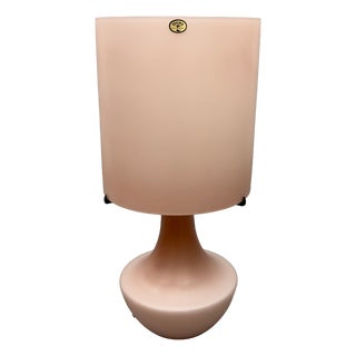 Large Vintage Opal Glass Pink Table Lamp Bohemia Crystalex, 1970s For Sale
