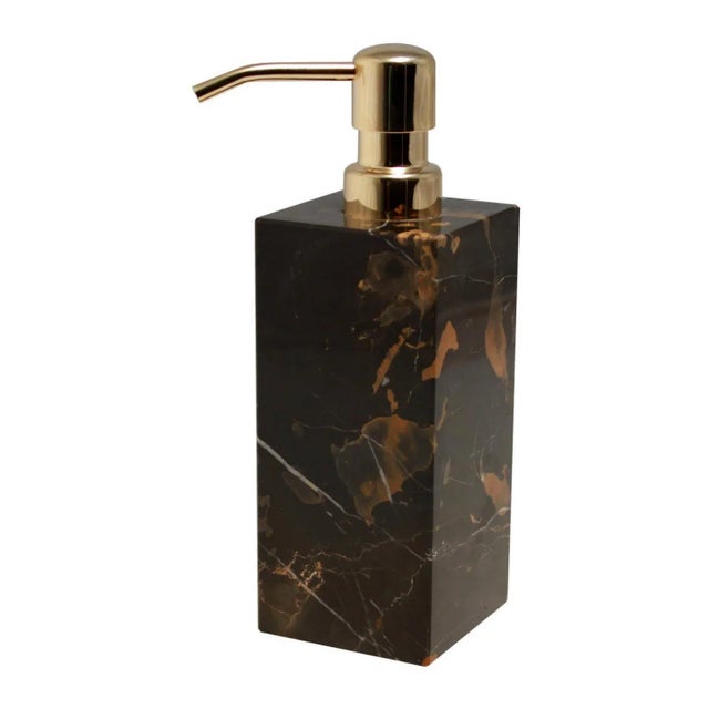 Modern Black & Gold Marble Soap Dispenser For Sale - Image 3 of 3