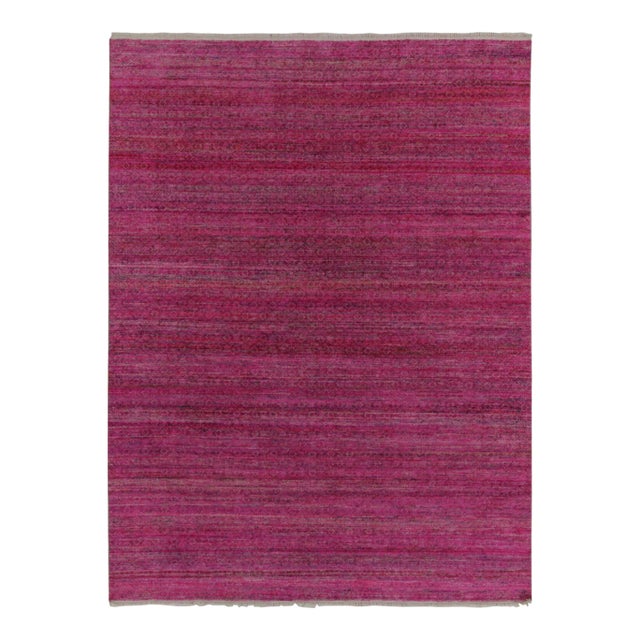 Rug & Kilim’s Contemporary Rug in Pink and Red Striae For Sale