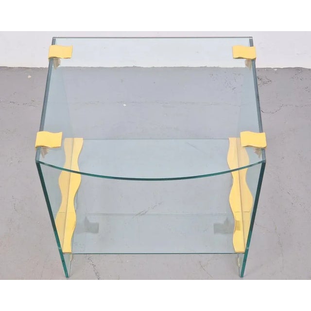 Hollywood Regency Vintage Regency Brass & Glass Side Table, 1970s For Sale - Image 3 of 12
