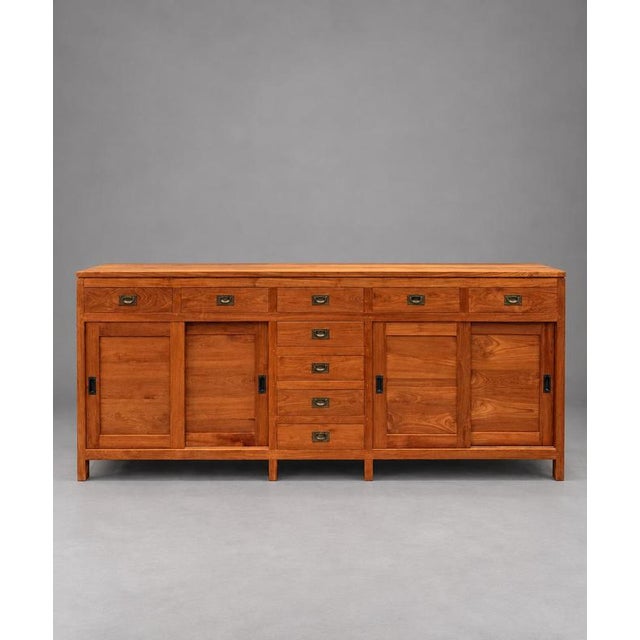 Large Teak Sideboard with Sliding Doors and Drawers For Sale - Image 9 of 9