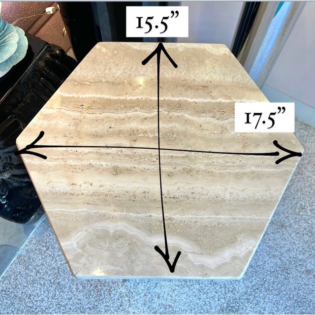 White Vintage Hexagonal Travertine Pedestal For Sale - Image 8 of 8