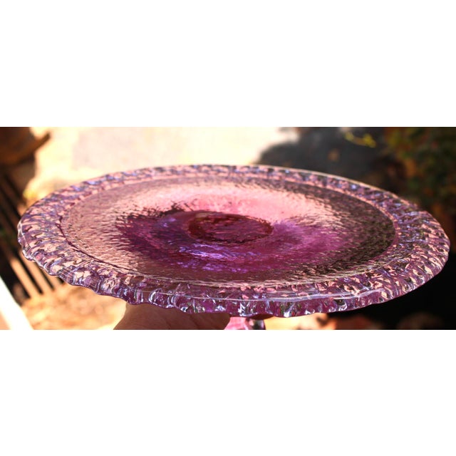 1990s Fire & Light Neodymium Lavender Glass Cake Plate, Signed For Sale - Image 14 of 14