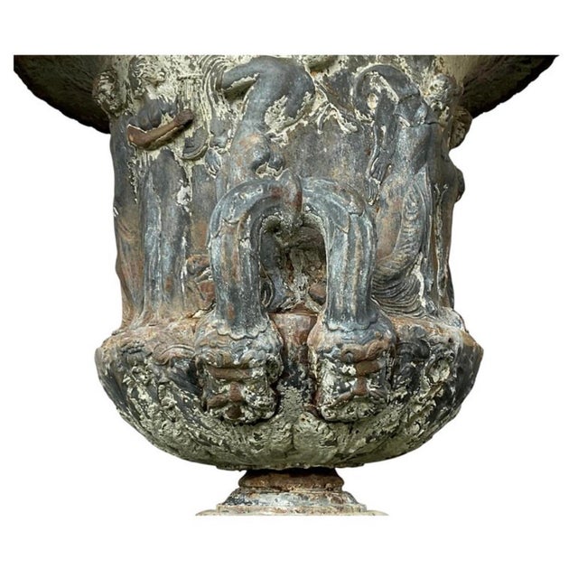 19th Century French Cast Iron Medici Borghese Garden Urns Pair For Sale - Image 9 of 18