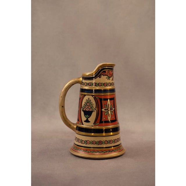 Ceramic Polychrome and Gilt Glazed Earthenware Ewer, 1890s For Sale - Image 7 of 12